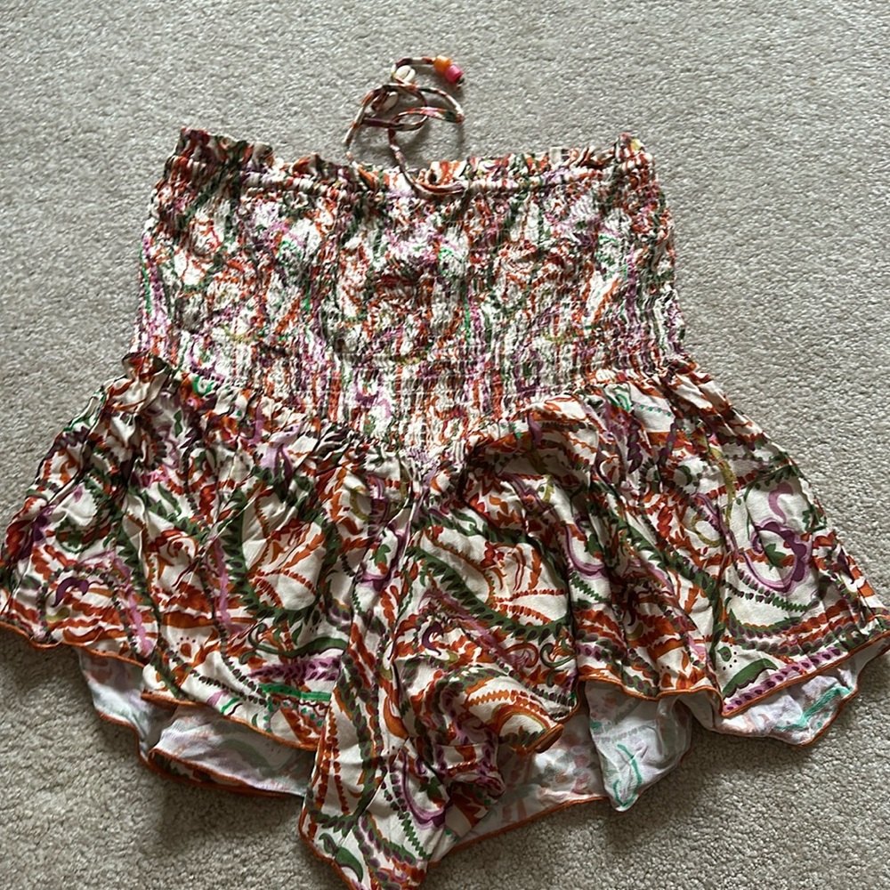 Zara high waist printed shorts ecru